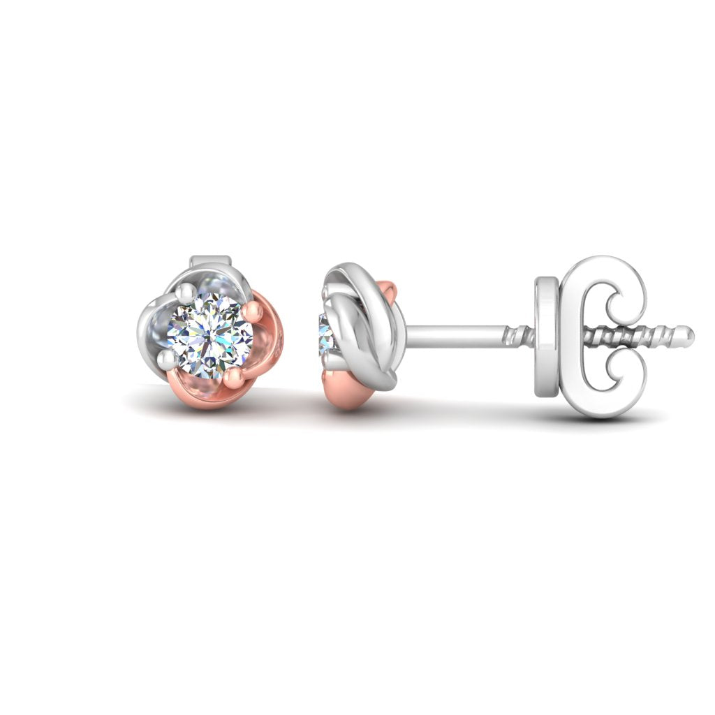 RKC 925 Sterling Silber zweifarbiger Moissanit-Solitär-Ohrstecker mit Push-Back-Motiv, 1,20 GM, Höhe 5,20 mm