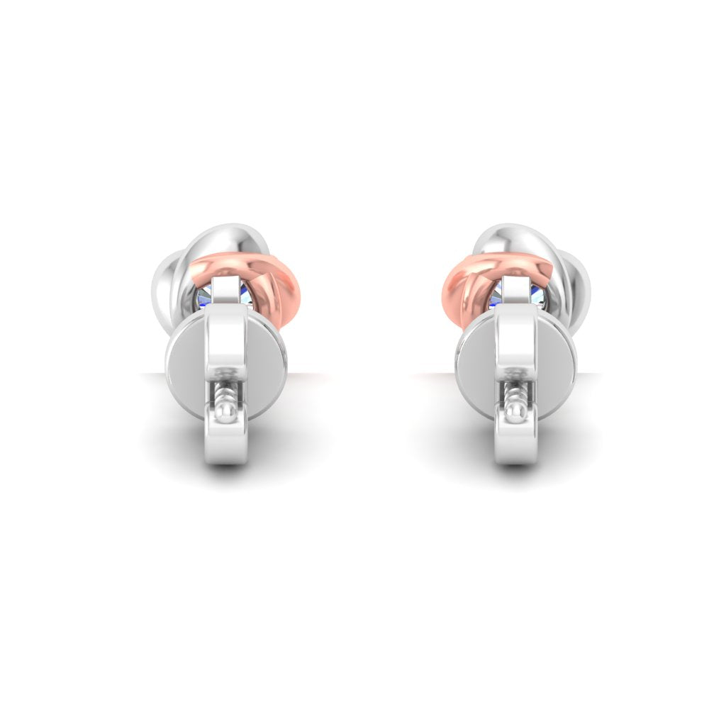 RKC 925 Sterling Silber zweifarbiger Moissanit-Solitär-Ohrstecker mit Push-Back-Motiv, 1,20 GM, Höhe 5,20 mm