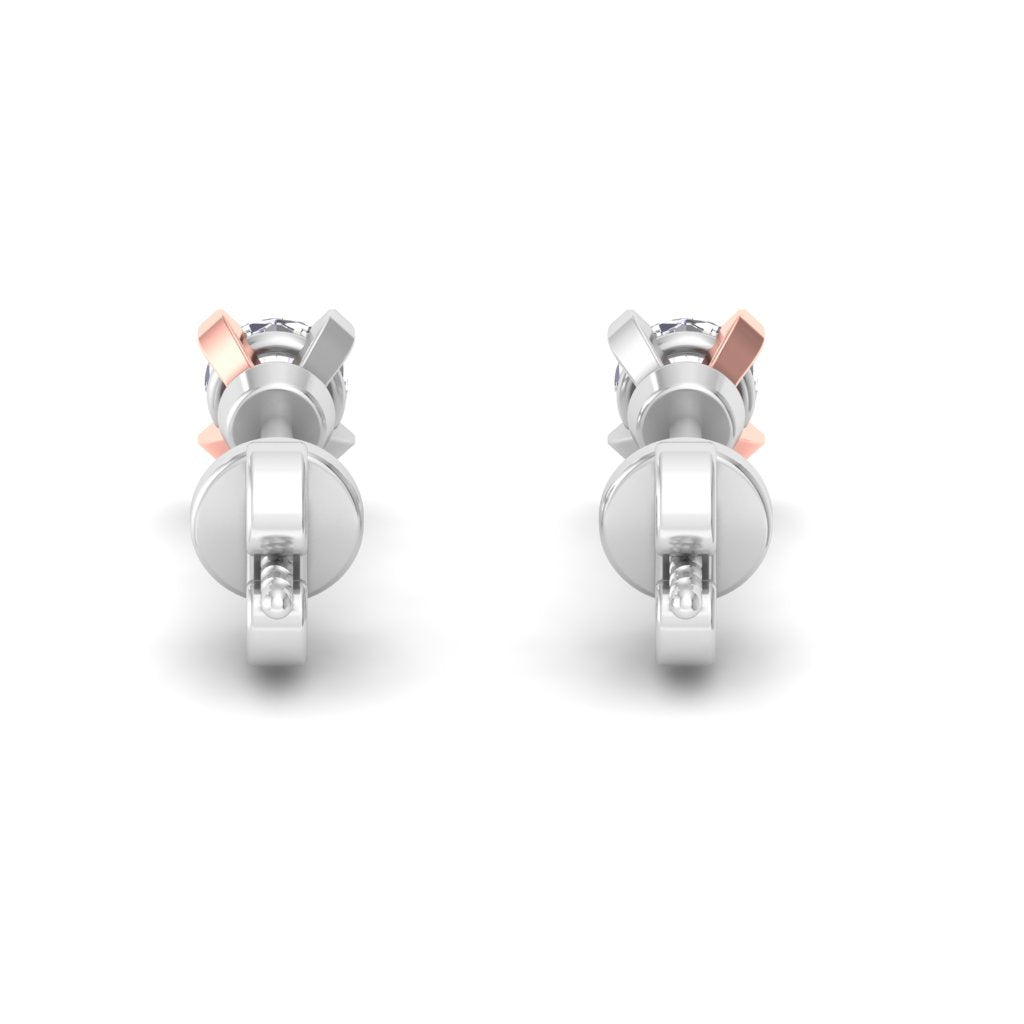 RKC 925 Sterling Silber Moissanit Push Back Solitär Ohrstecker, zweifarbig, 1,00 g, Höhe 4,00 mm