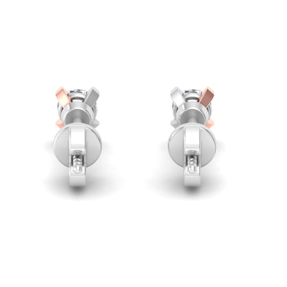 RKC 925 Sterling Silber Moissanit Push Back Solitär Ohrstecker, zweifarbig, 1,00 g, Höhe 4,00 mm
