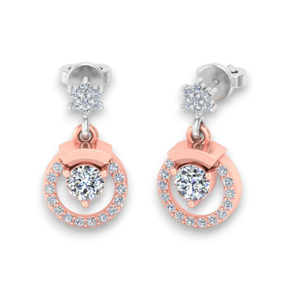 RKC Moissanit 925 Silber Wunderschöner baumelnder Ohrring mit zweifarbigem Goldfinish, 0,55 ct, Höhe 15 mm