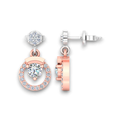 RKC Moissanit 925 Silber Wunderschöner baumelnder Ohrring mit zweifarbigem Goldfinish, 0,55 ct, Höhe 15 mm