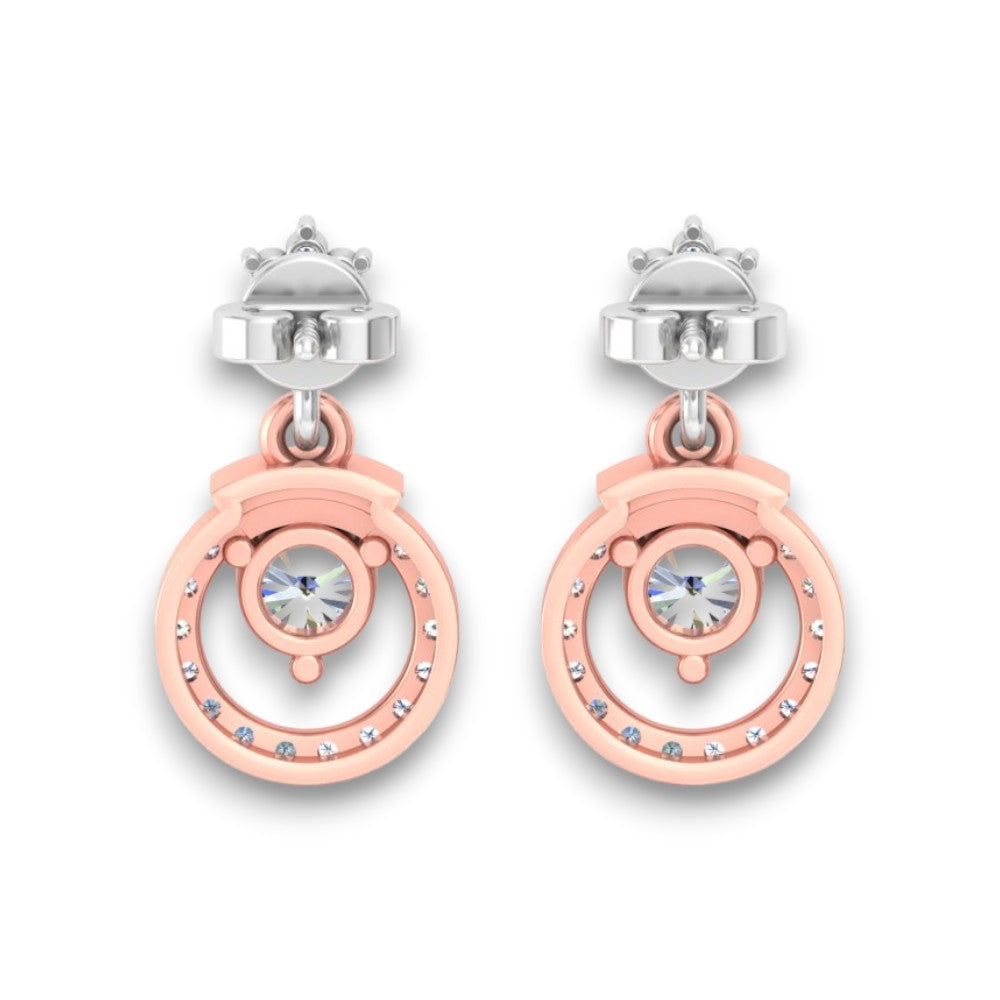 RKC Moissanit 925 Silber Wunderschöner baumelnder Ohrring mit zweifarbigem Goldfinish, 0,55 ct, Höhe 15 mm