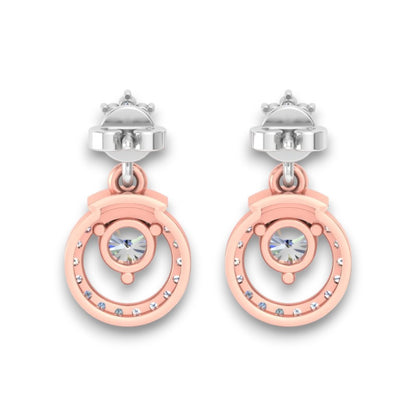 RKC Moissanit 925 Silber Wunderschöner baumelnder Ohrring mit zweifarbigem Goldfinish, 0,55 ct, Höhe 15 mm