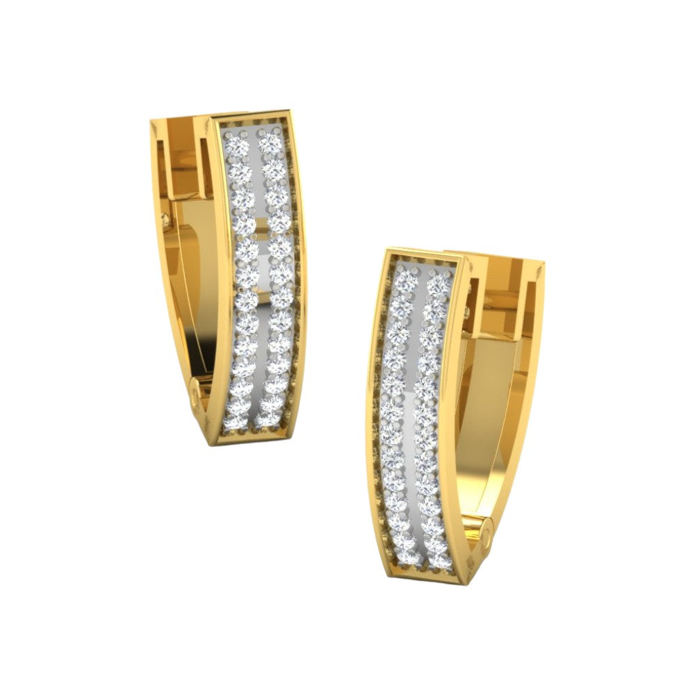 RKC Hoop Kleiner Moissanit-Ohrstecker für Damen, 925er Silber, 14 Karat Gelbgold, über 4,00 g, Höhe 15,50 mm