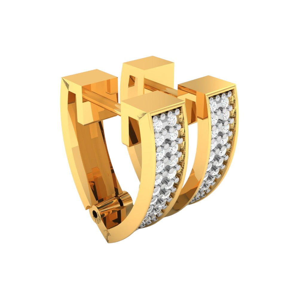 RKC Hoop Kleiner Moissanit-Ohrstecker für Damen, 925er Silber, 14 Karat Gelbgold, über 4,00 g, Höhe 15,50 mm