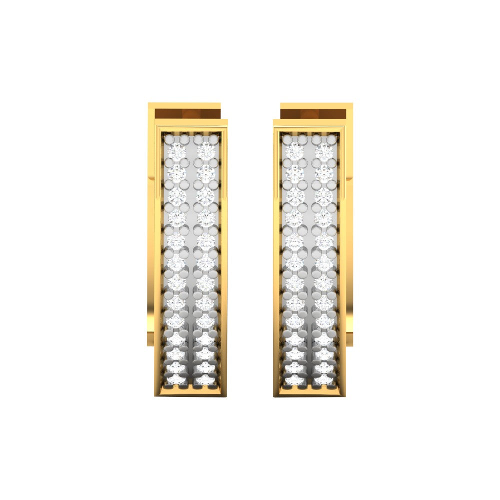 RKC Hoop Kleiner Moissanit-Ohrstecker für Damen, 925er Silber, 14 Karat Gelbgold, über 4,00 g, Höhe 15,50 mm