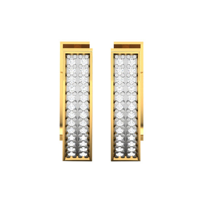 RKC Hoop Kleiner Moissanit-Ohrstecker für Damen, 925er Silber, 14 Karat Gelbgold, über 4,00 g, Höhe 15,50 mm