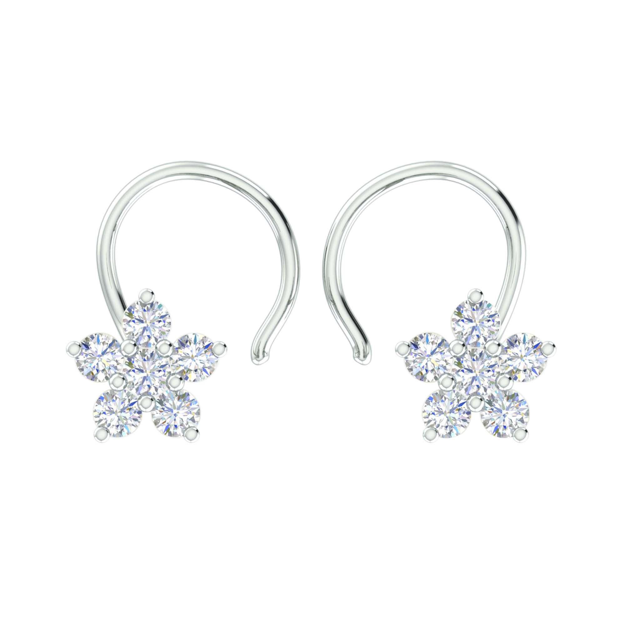 RKC Star Moissanite 925 Sterling Silver Earrings With 14K White Gold Plated Product Wt 1.30 gm