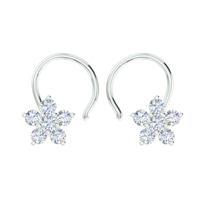 RKC Star Moissanite 925 Sterling Silver Earrings With 14K White Gold Plated Product Wt 1.30 gm