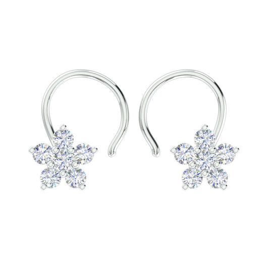RKC Star Moissanite 925 Sterling Silver Earrings With 14K White Gold Plated Product Wt 1.30 gm