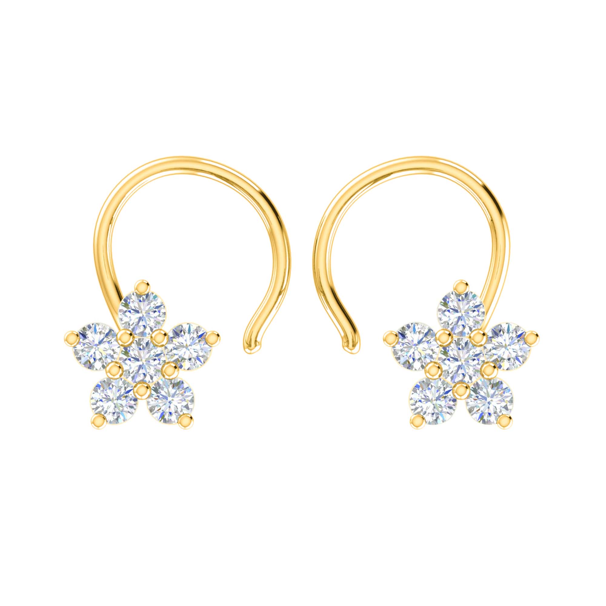RKC Star Moissanite 925 Sterling Silver Earrings With 14K White Gold Plated Product Wt 1.30 gm