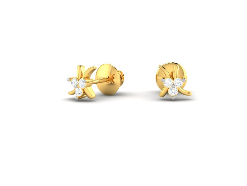 Orecchino da donna push-back a perno in argento sterling RKC 925 giallo 14k oltre 1,30 Gm altezza 6,00 MM