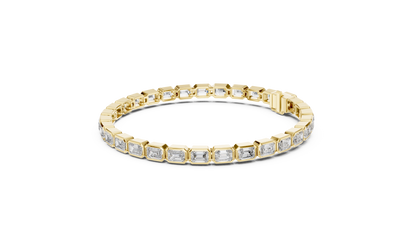 RKC Damen-Armband aus 925er-Sterlingsilber mit 0,39 Karat Moissanit, 14 Karat Gelbgold vergoldet, Gewicht 11,50 g