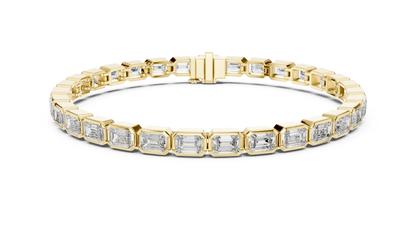 RKC Damen-Armband aus 925er-Sterlingsilber mit 0,39 Karat Moissanit, 14 Karat Gelbgold vergoldet, Gewicht 11,50 g