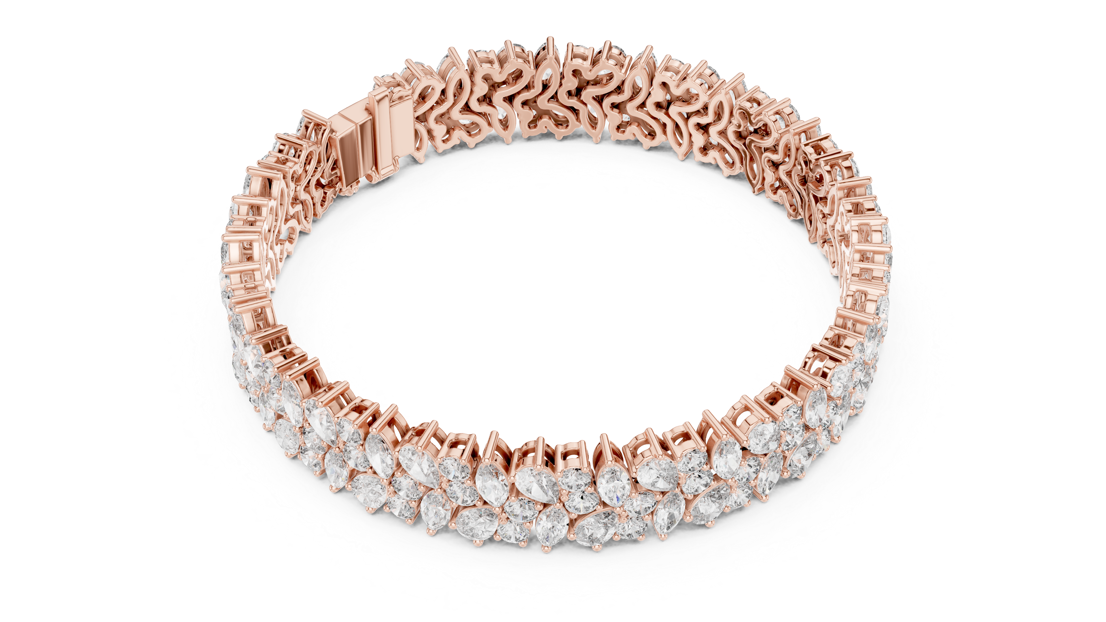 925 Silver Multishape Moissanite Tennis Bracelet 14K Gold Plated