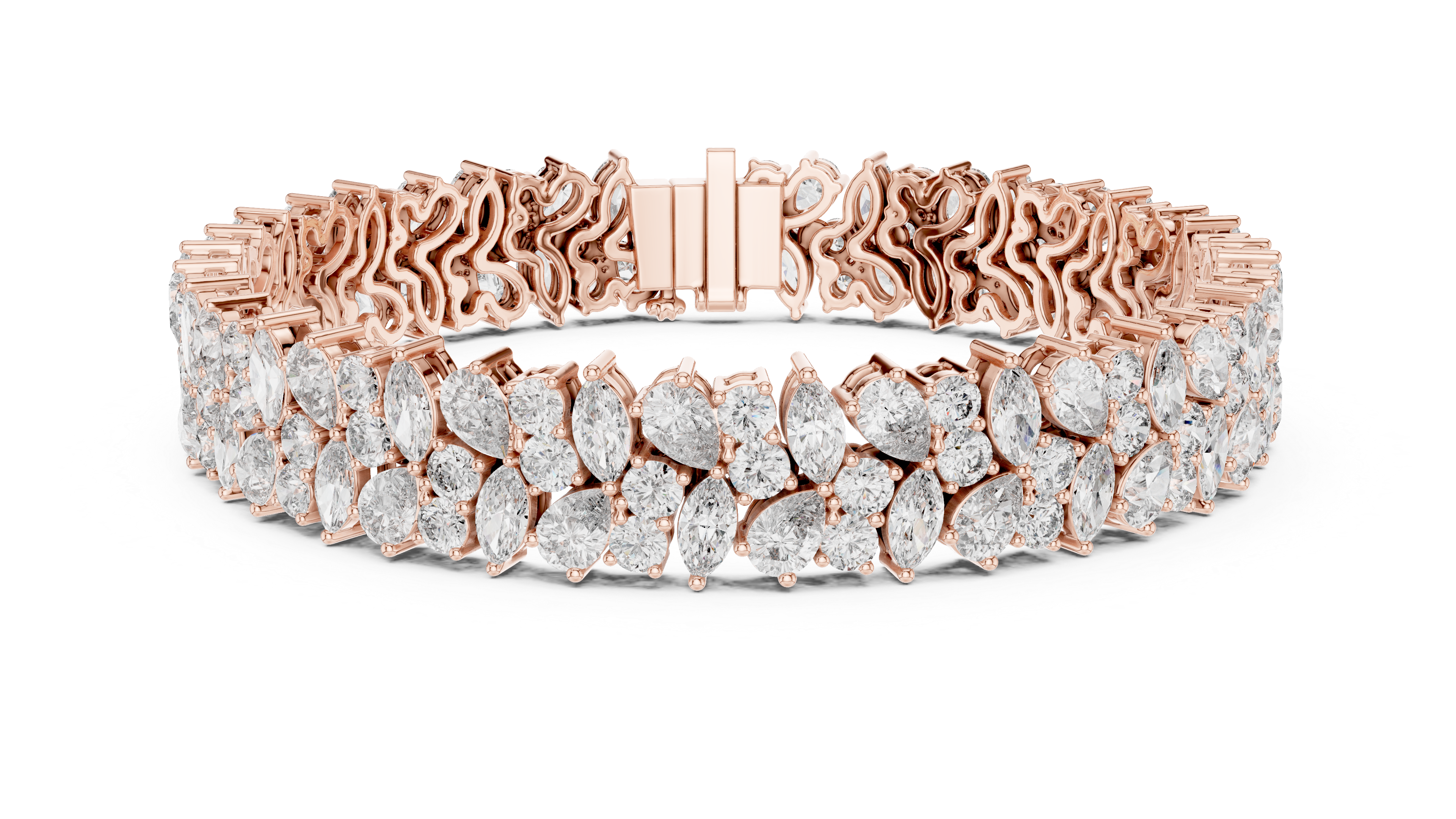 925 Silver Multishape Moissanite Tennis Bracelet 14K Gold Plated