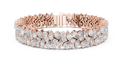 925 Silver Multishape Moissanite Tennis Bracelet 14K Gold Plated