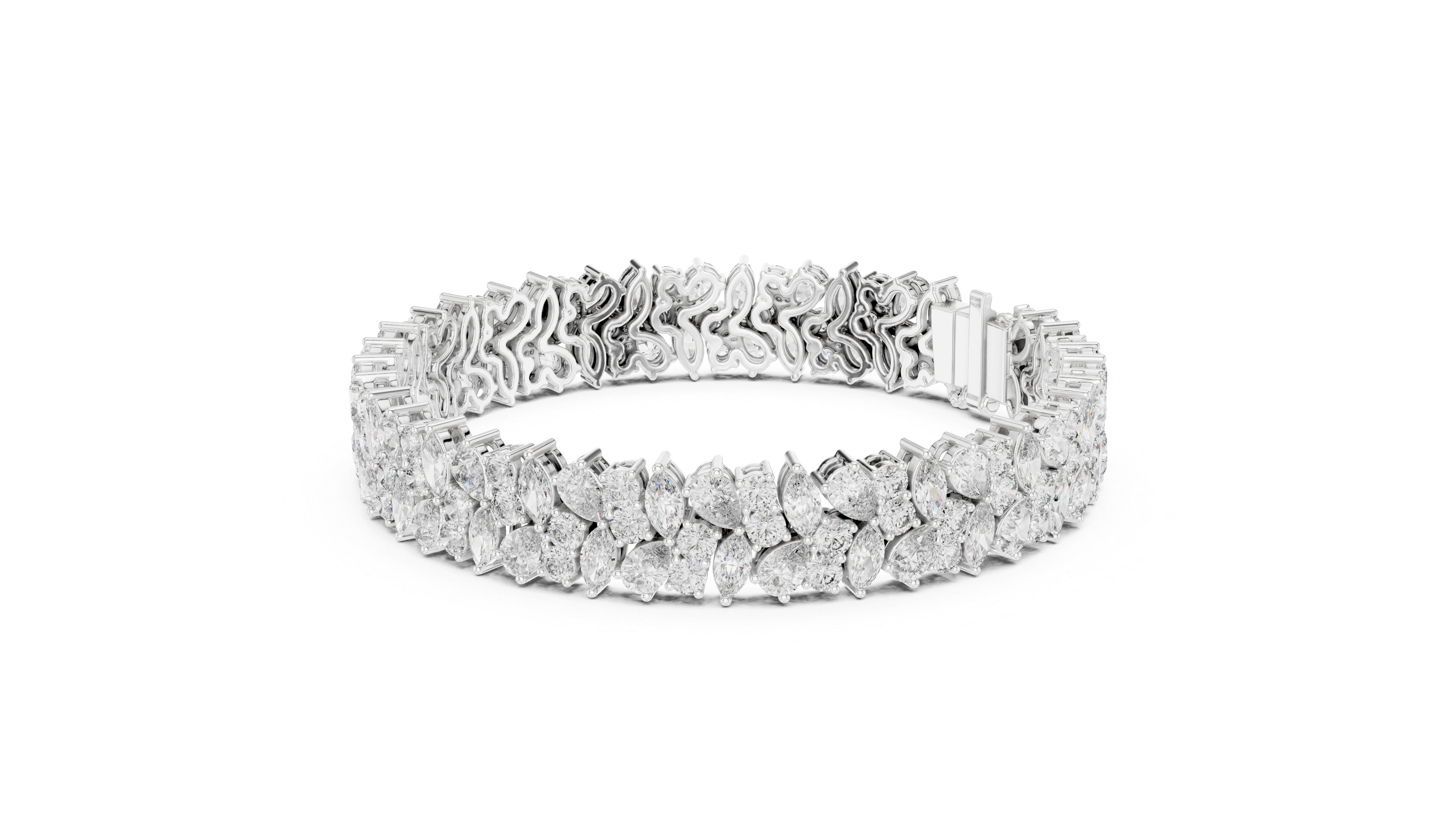 925 Silver Multishape Moissanite Tennis Bracelet 14K Gold Plated