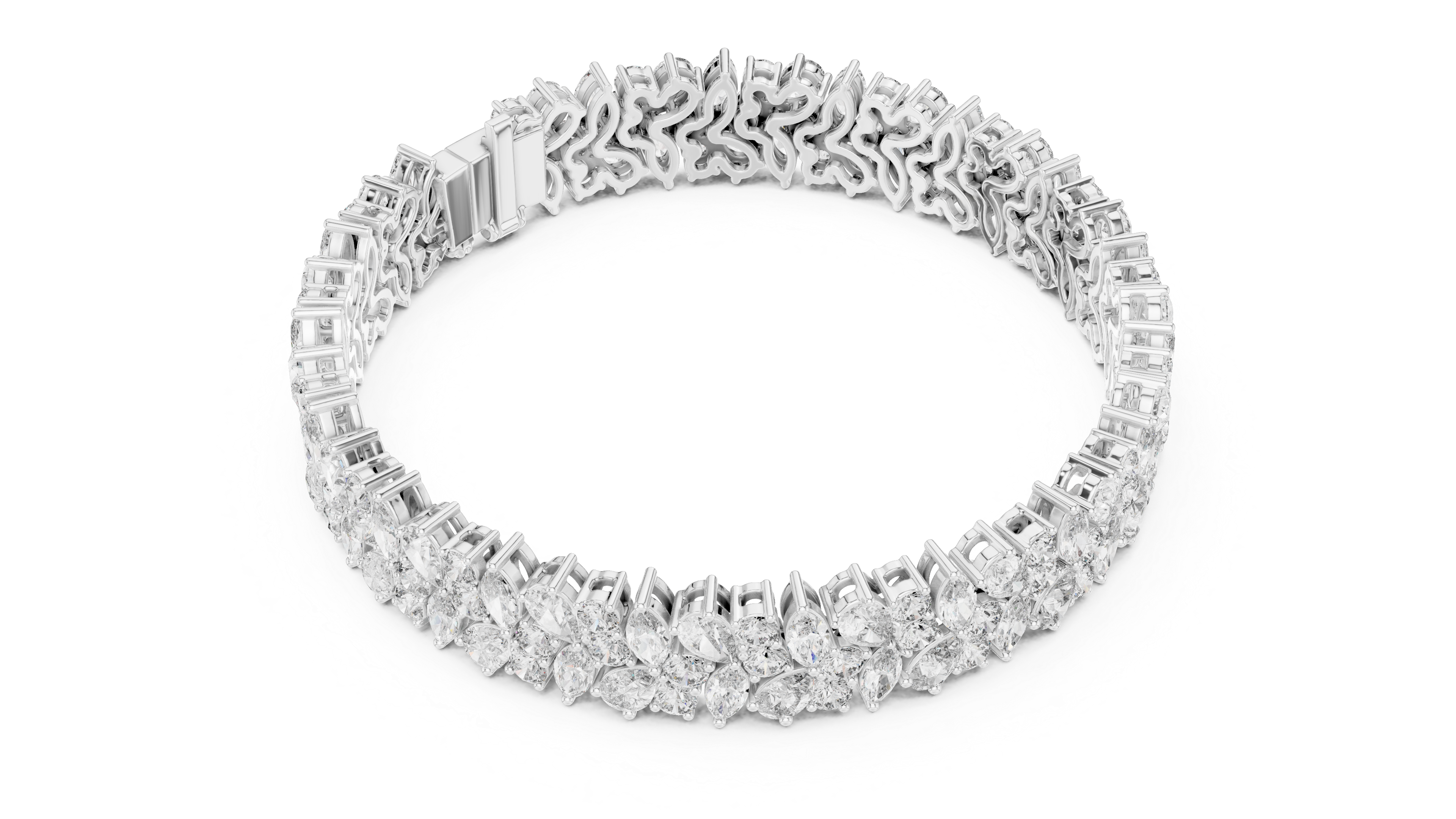 925 Silver Multishape Moissanite Tennis Bracelet 14K Gold Plated