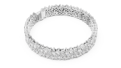 925 Silver Multishape Moissanite Tennis Bracelet 14K Gold Plated