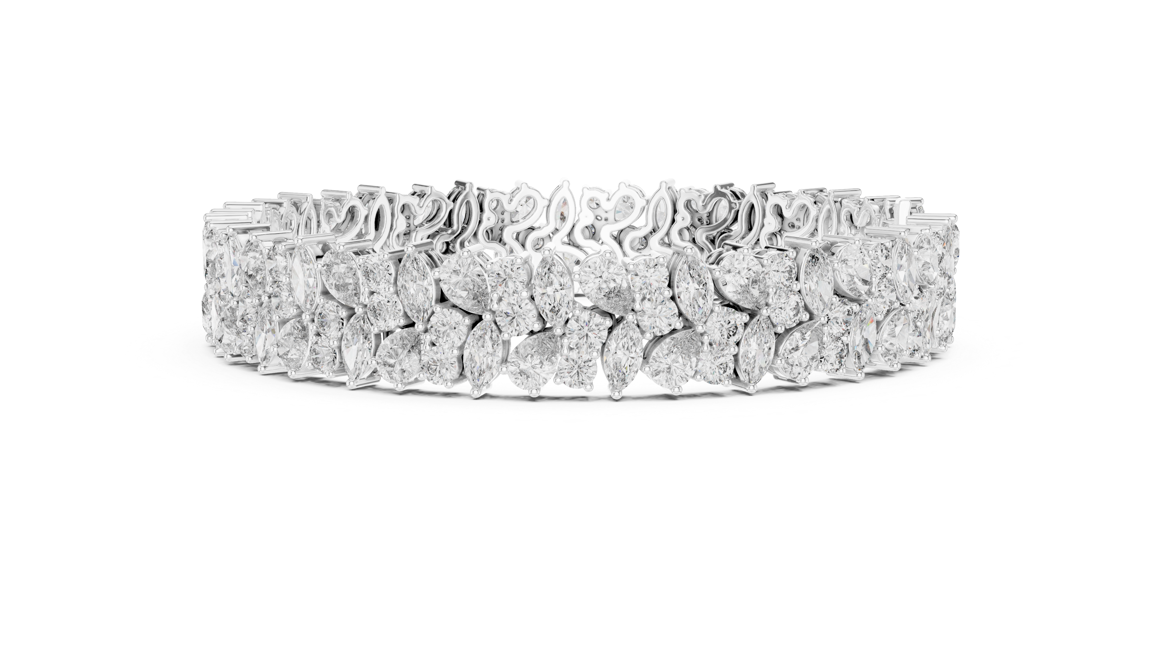 925 Silver Multishape Moissanite Tennis Bracelet 14K Gold Plated