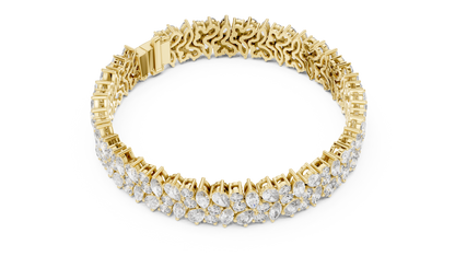 925 Silver Multishape Moissanite Tennis Bracelet 14K Gold Plated