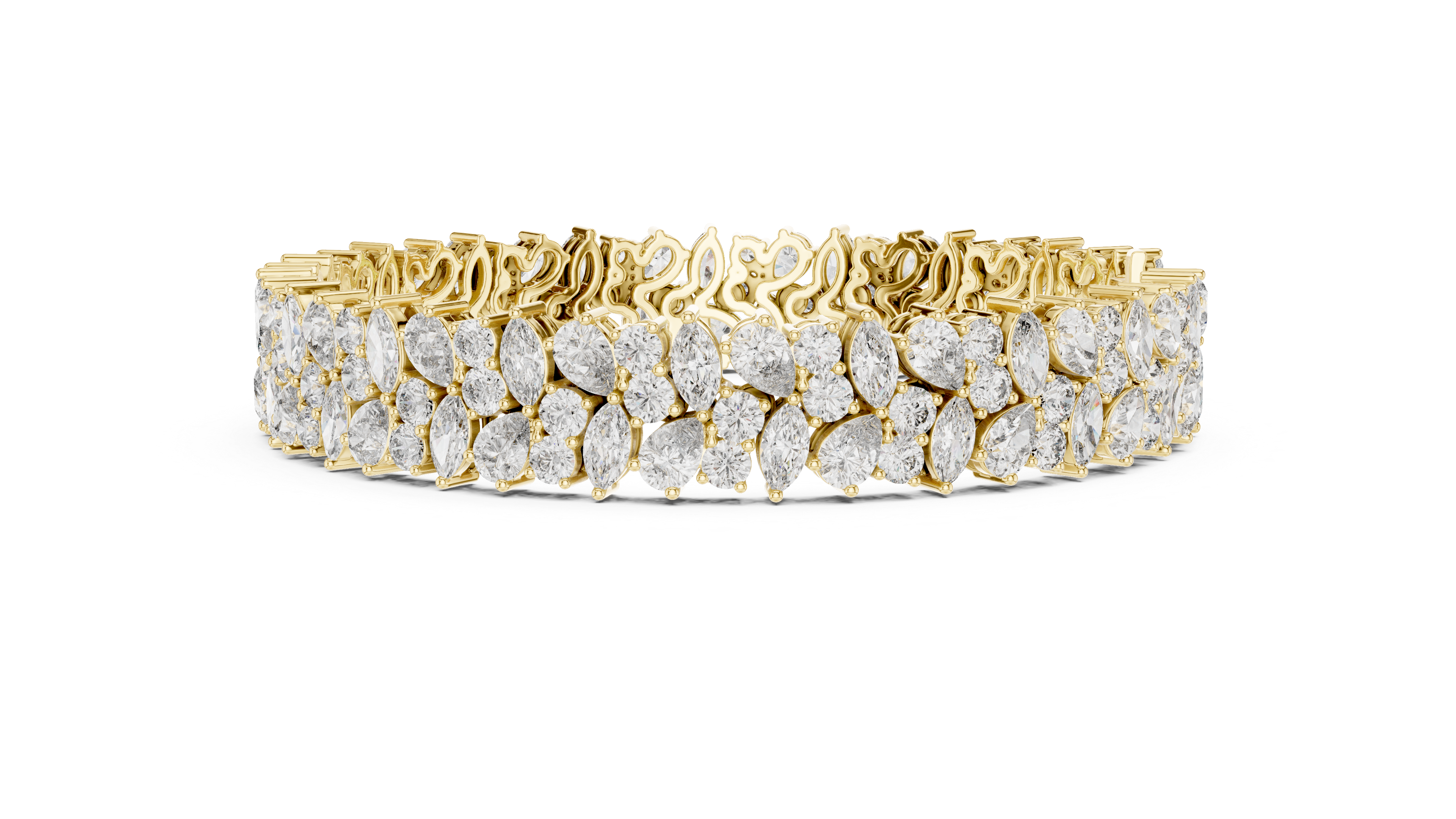 925 Silver Multishape Moissanite Tennis Bracelet 14K Gold Plated
