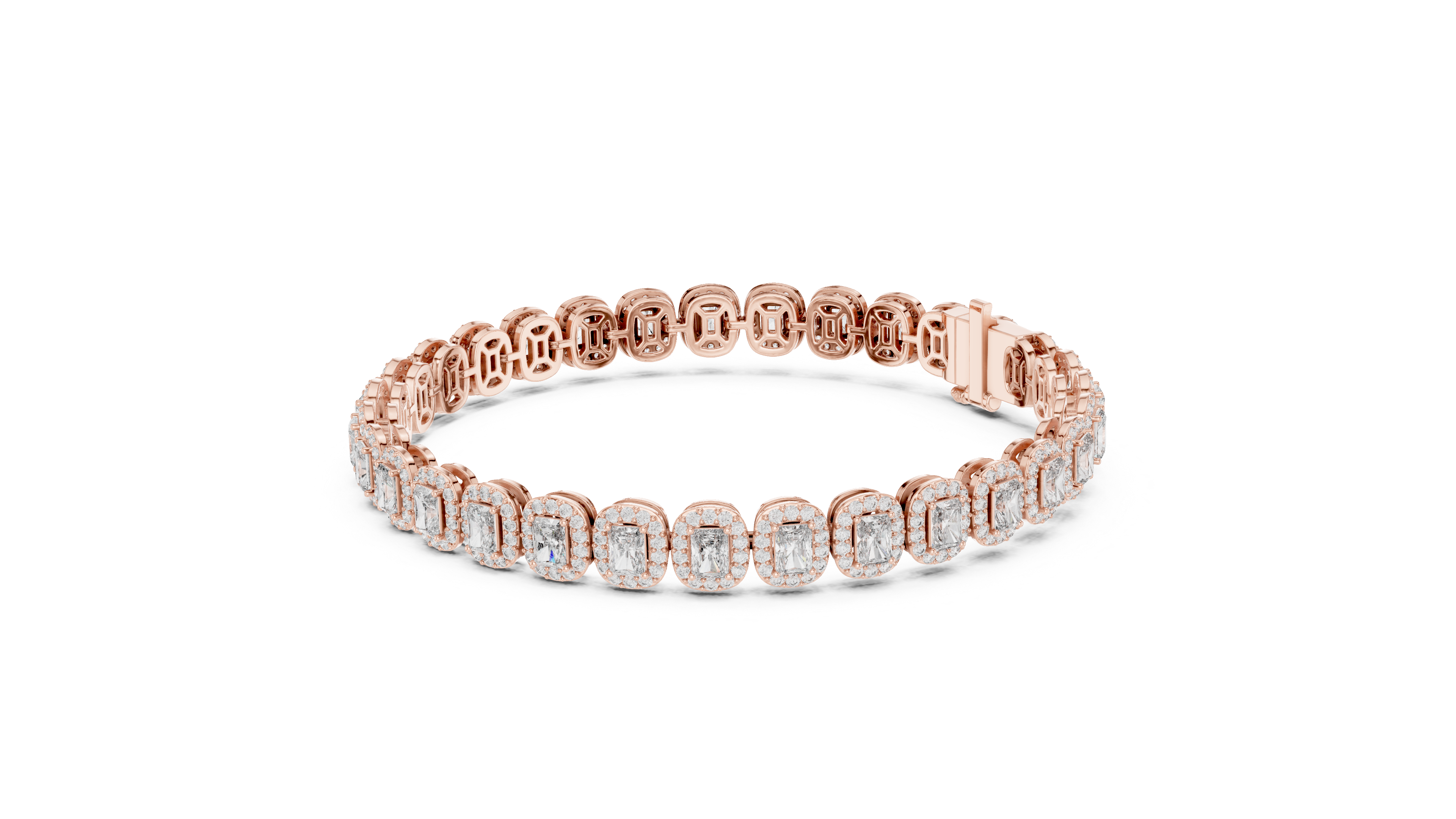 RKC 925 Sterling Silwer 0.39Ct Moissanite Damesarmband 14K Geelgoud Vergulde Wt 11.50gm