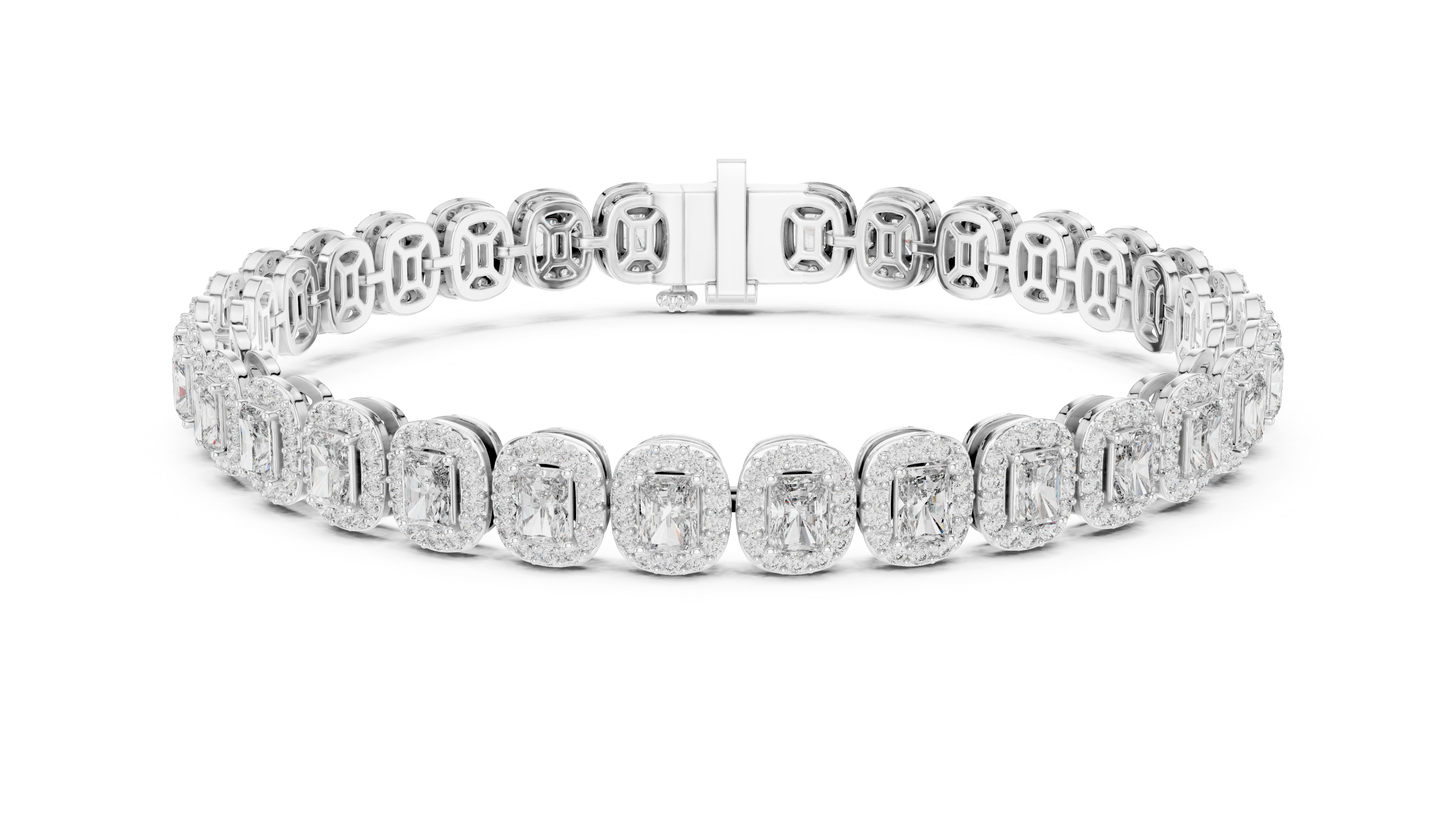 RKC 925 Sterling Silwer 0.39Ct Moissanite Damesarmband 14K Geelgoud Vergulde Wt 11.50gm