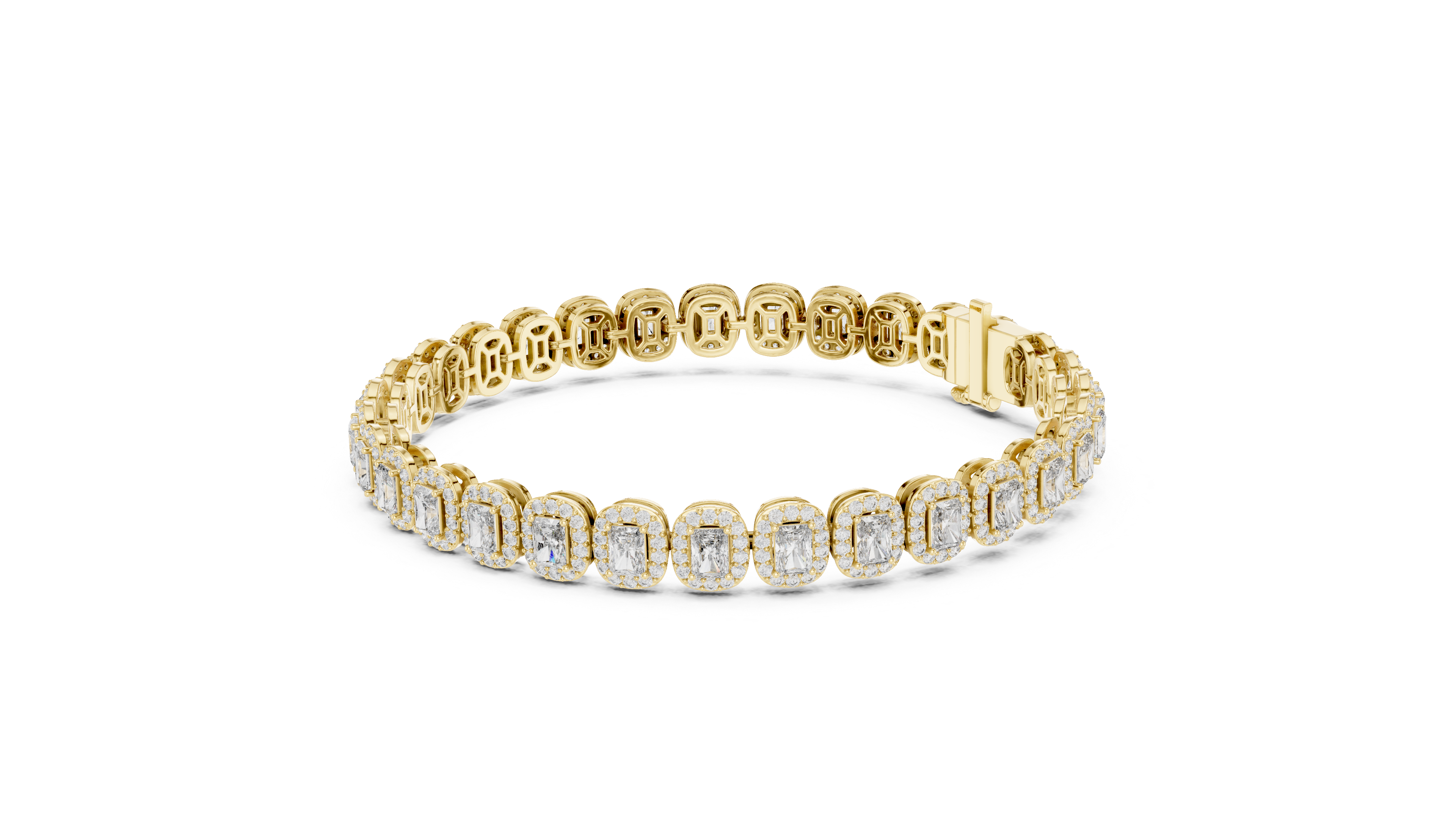 RKC 925 Sterling Silwer 0.39Ct Moissanite Damesarmband 14K Geelgoud Vergulde Wt 11.50gm