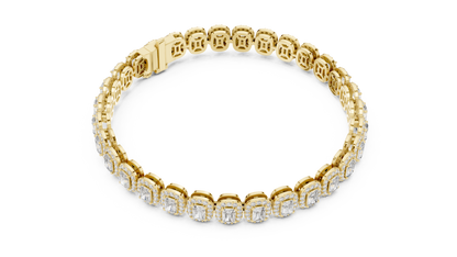 RKC 925 Sterling Silwer 0.39Ct Moissanite Damesarmband 14K Geelgoud Vergulde Wt 11.50gm