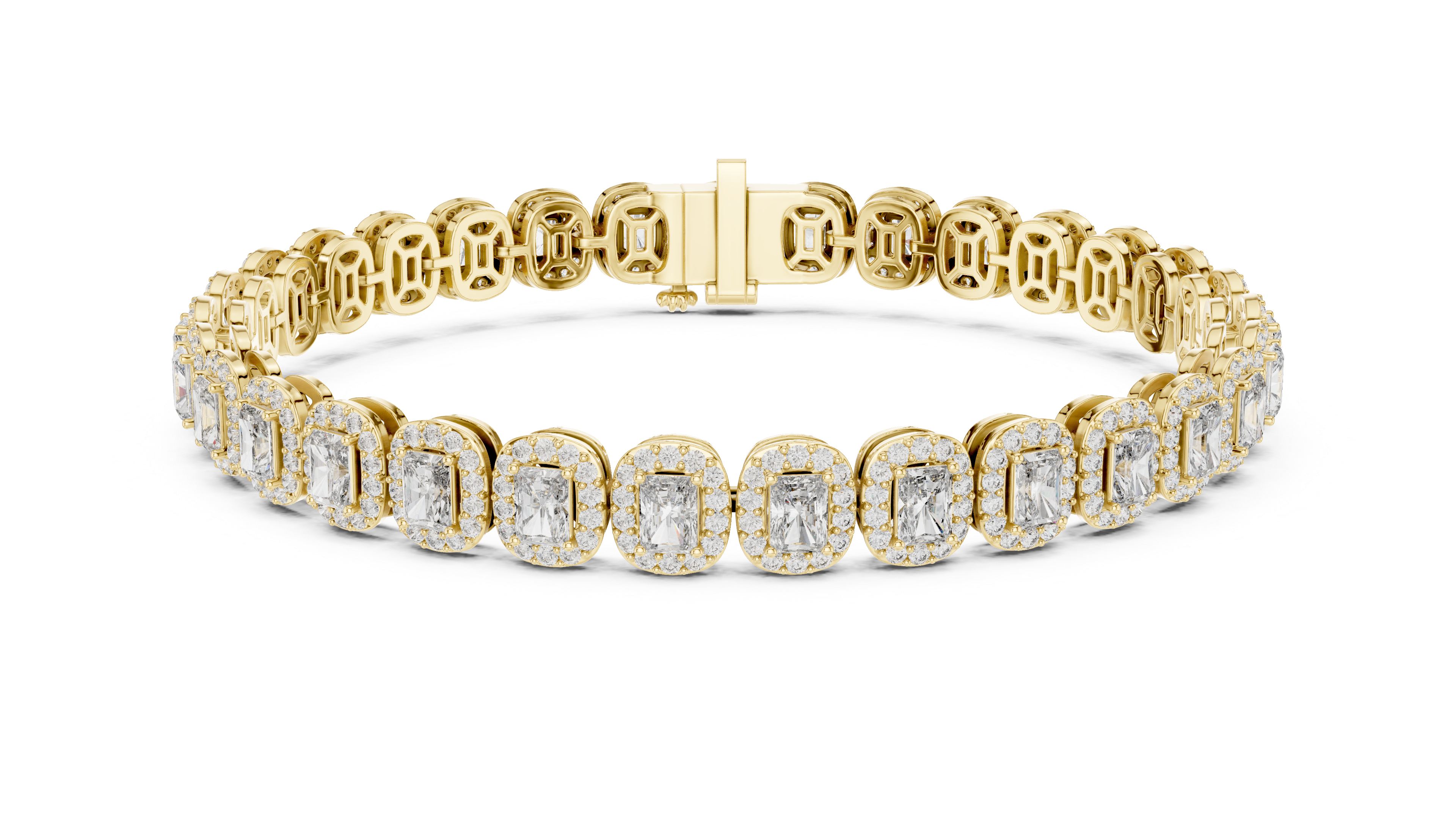 RKC 925 Sterling Silwer 0.39Ct Moissanite Damesarmband 14K Geelgoud Vergulde Wt 11.50gm