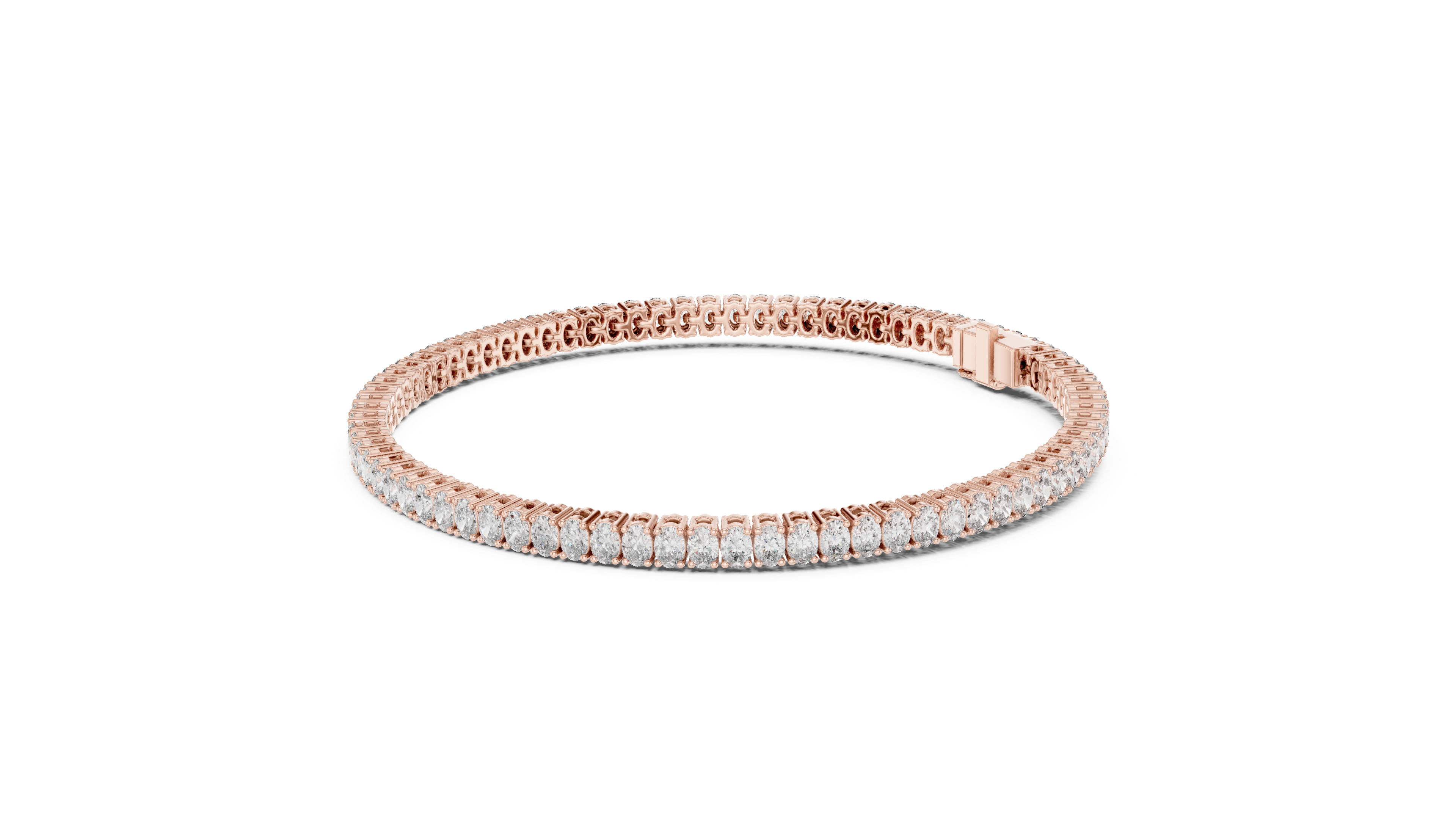 925 Silver Oval Cut Moissanite Tennis Bracelet 14K Gold Plated