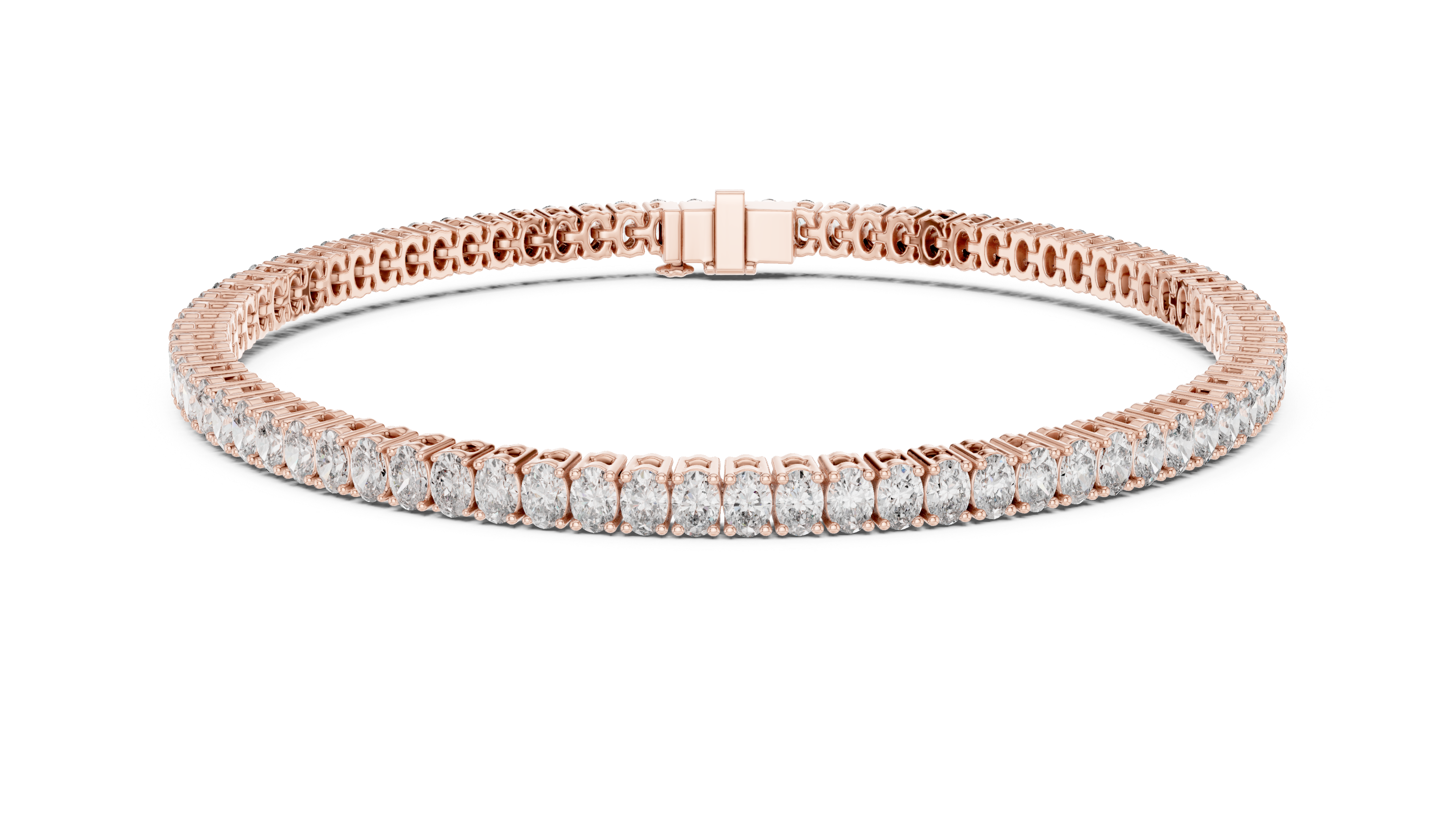 925 Silver Oval Cut Moissanite Tennis Bracelet 14K Gold Plated