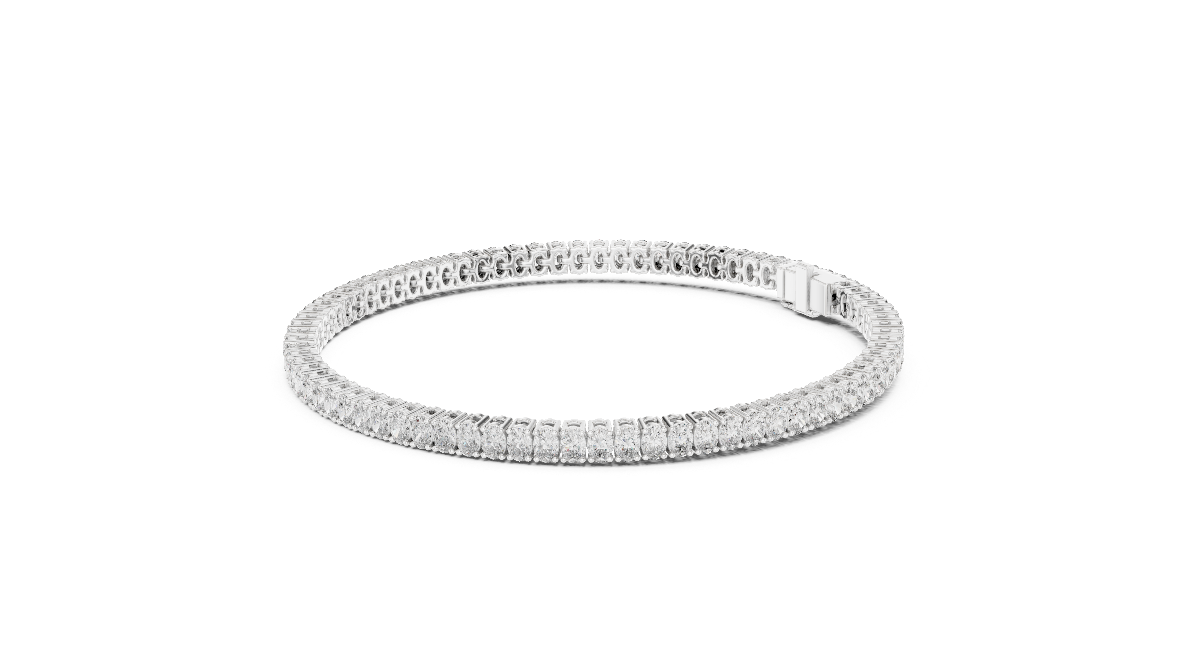 925 Silver Oval Cut Moissanite Tennis Bracelet 14K Gold Plated