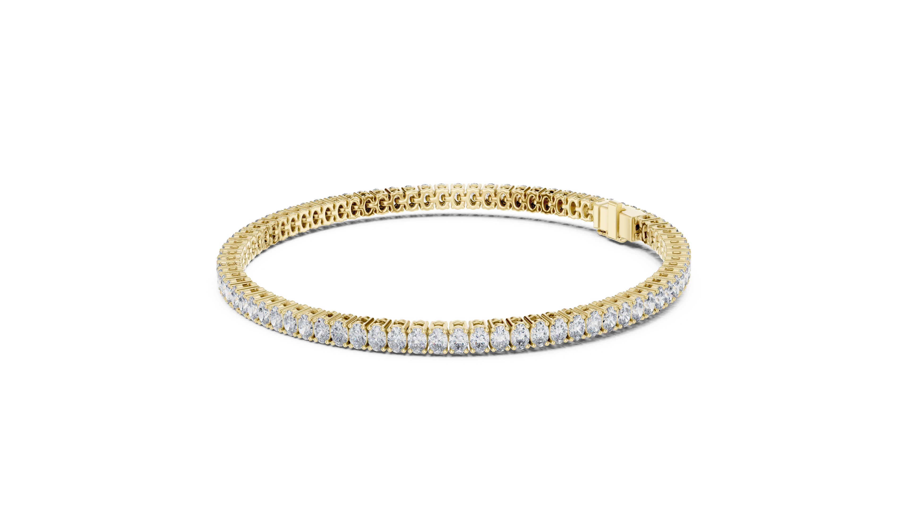 925 Silver Oval Cut Moissanite Tennis Bracelet 14K Gold Plated