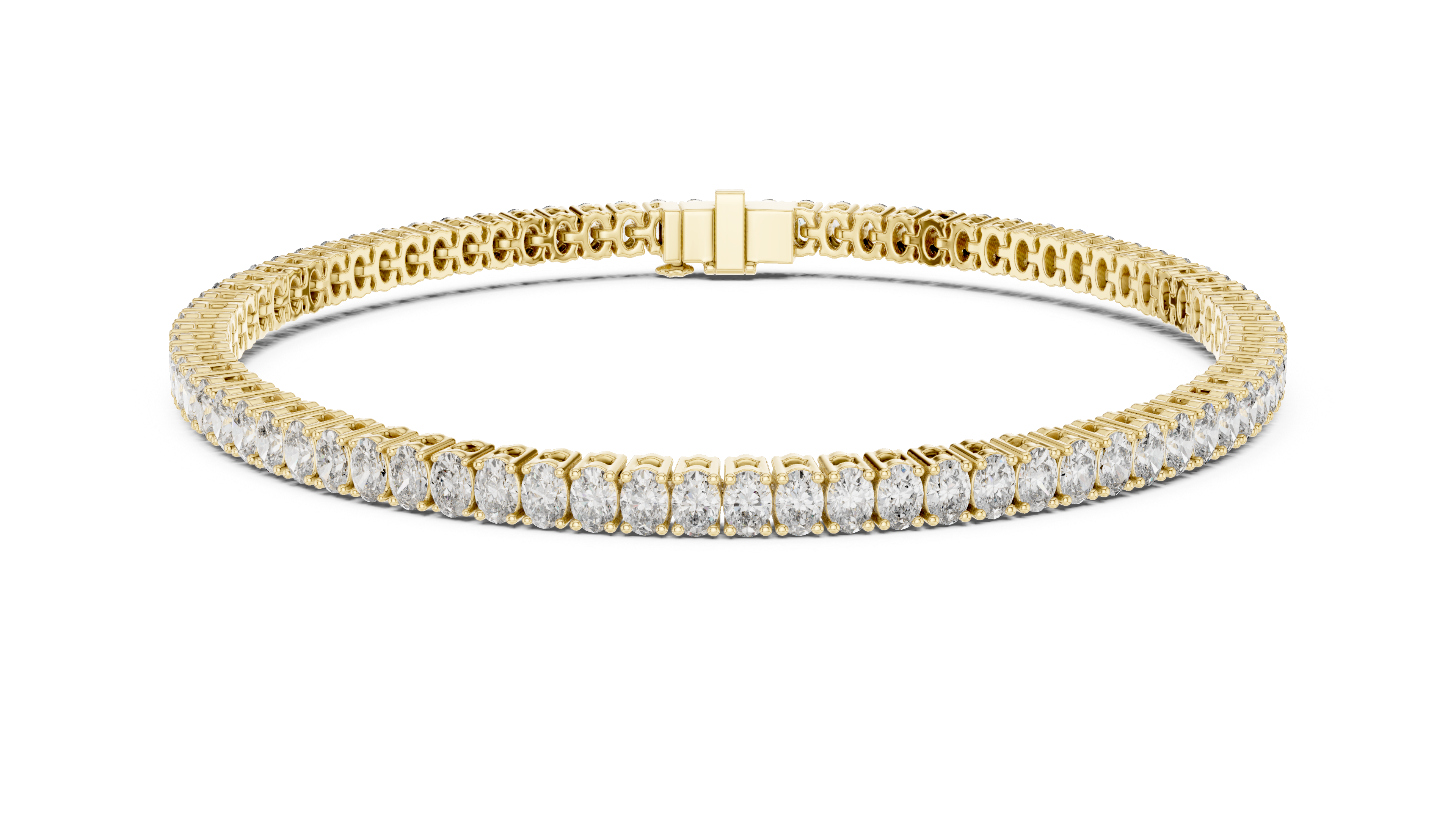 925 Silver Oval Cut Moissanite Tennis Bracelet 14K Gold Plated