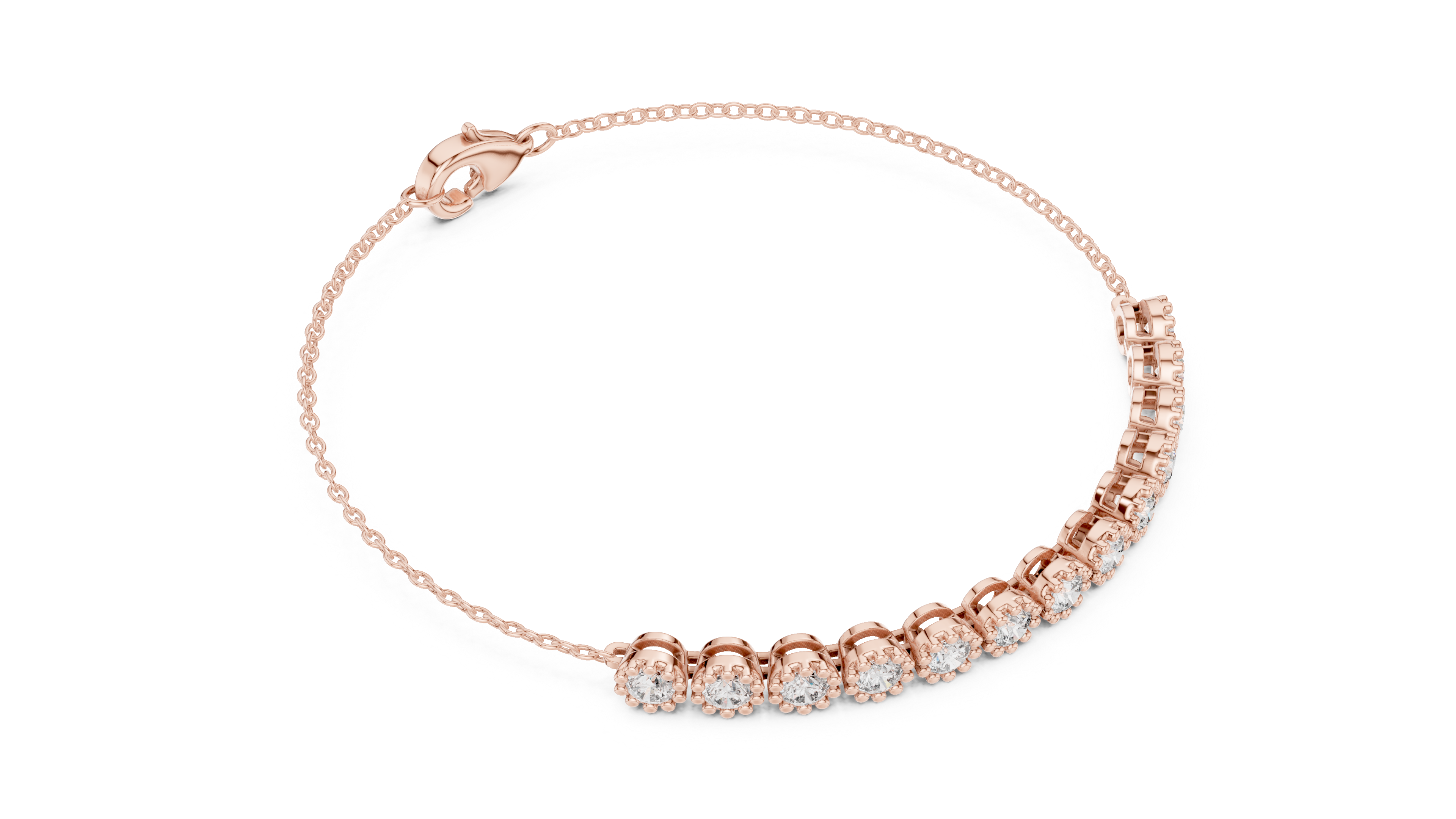 RKC 925 Sterling Silwer 0.39Ct Moissanite Damesarmband 14K Geelgoud Vergulde Wt 11.50gm