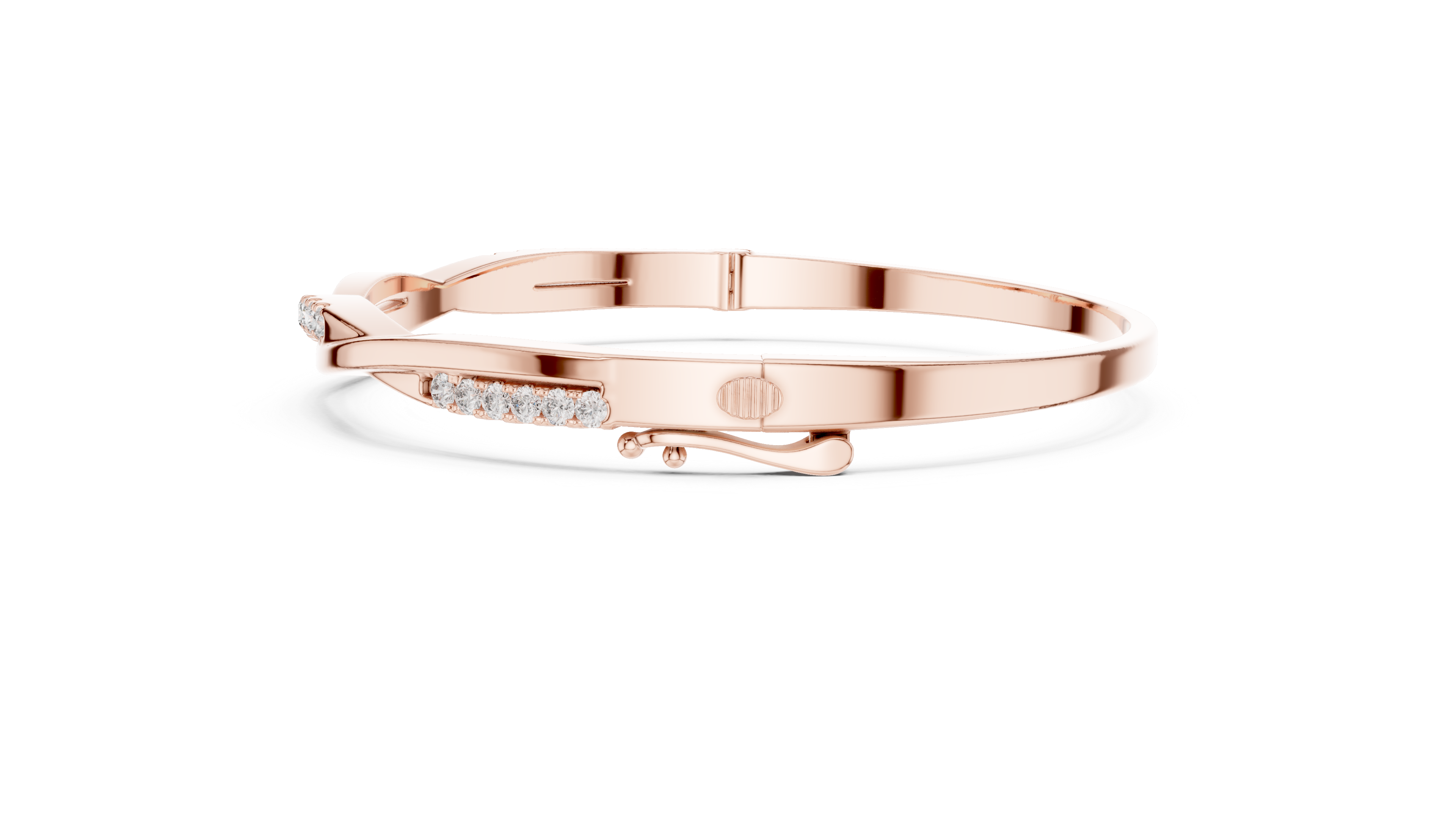 925 Silver Moissanite Twisted Bangle Bracelet 14K Gold Plated
