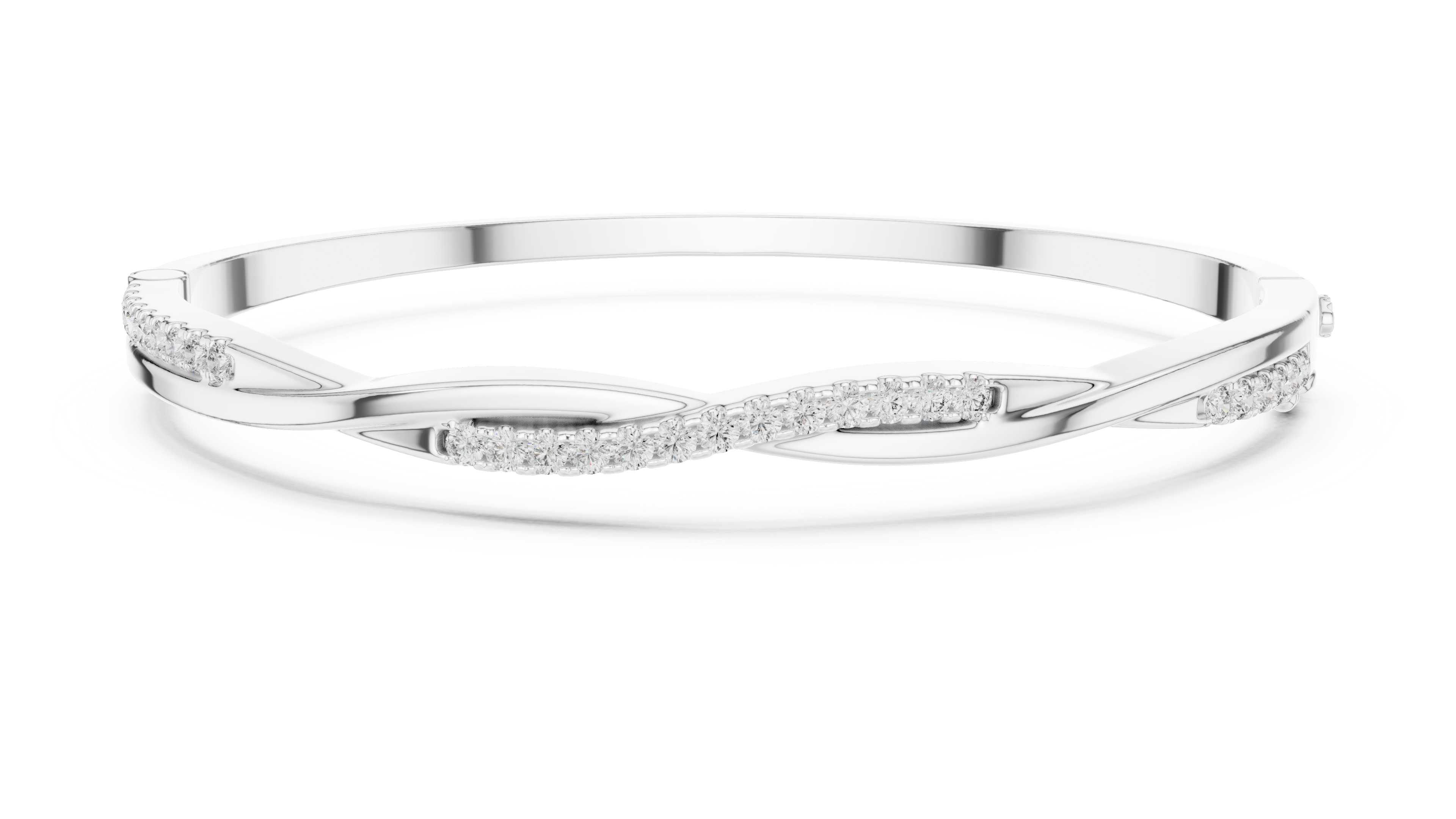 925 Silver Moissanite Twisted Bangle Bracelet 14K Gold Plated