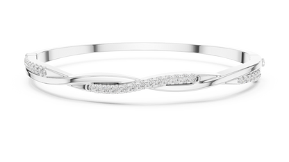 925 Silver Moissanite Twisted Bangle Bracelet 14K Gold Plated