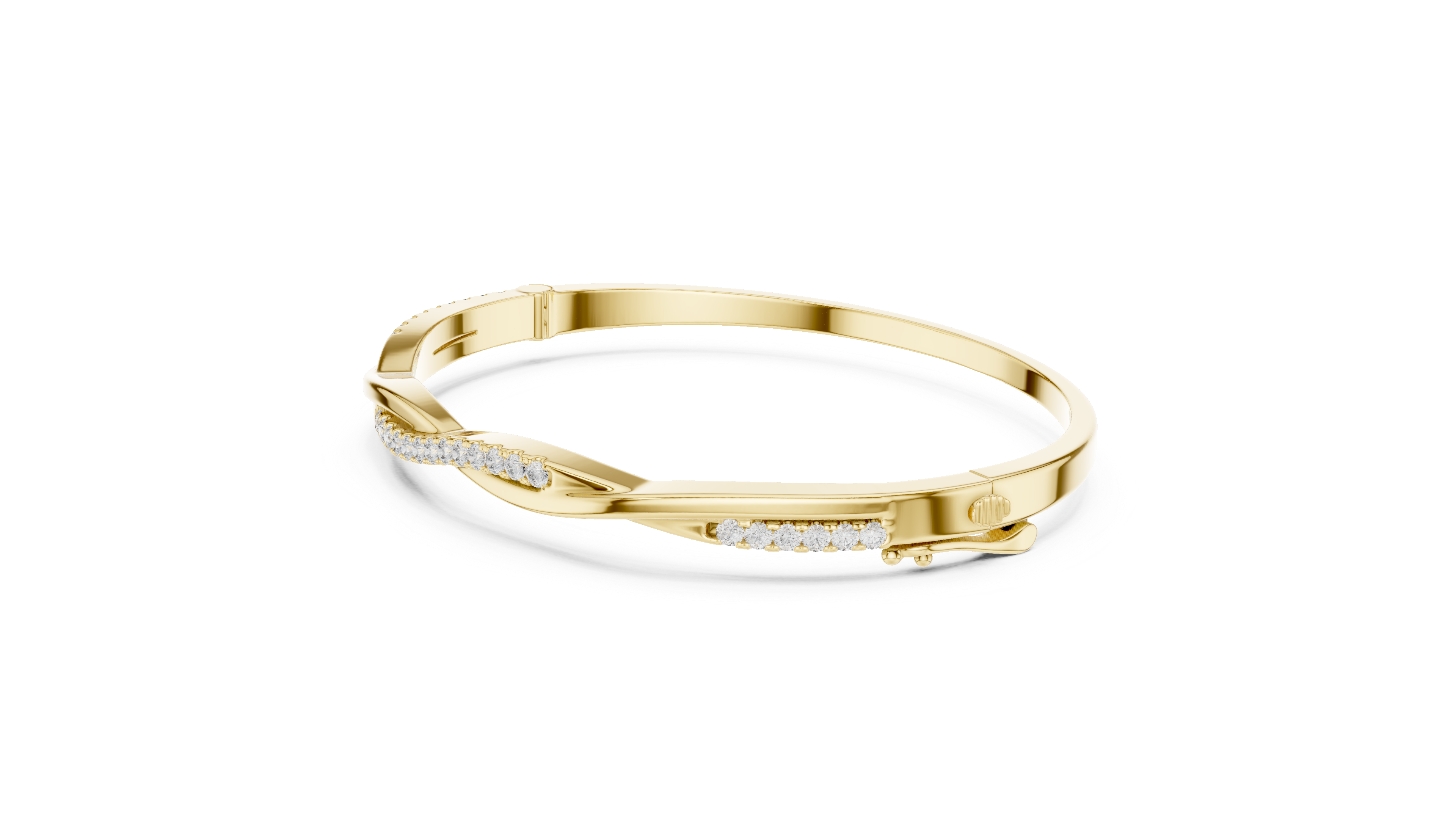 925 Silver Moissanite Twisted Bangle Bracelet 14K Gold Plated