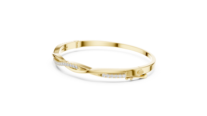 925 Silver Moissanite Twisted Bangle Bracelet 14K Gold Plated