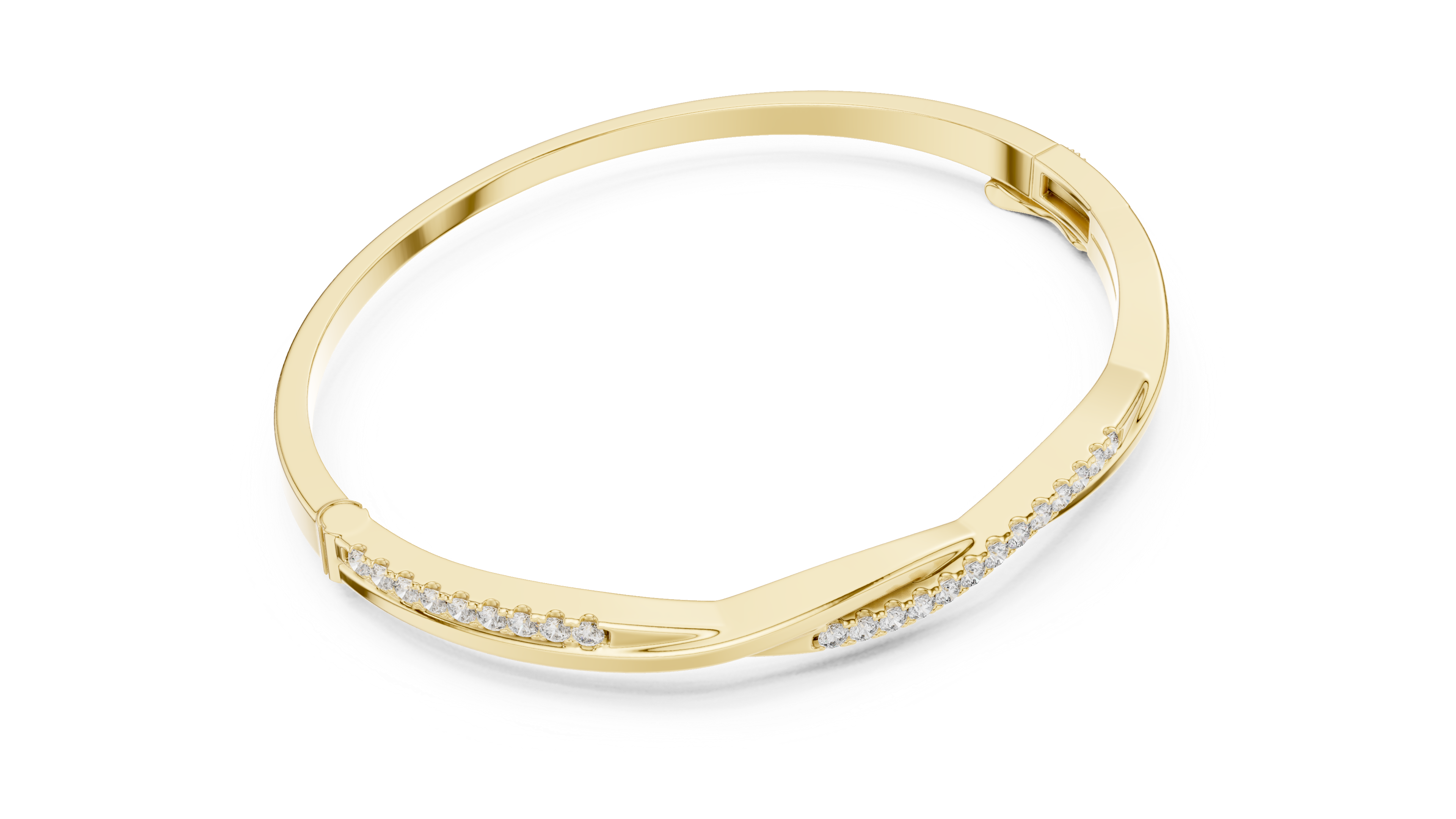 925 Silver Moissanite Twisted Bangle Bracelet 14K Gold Plated