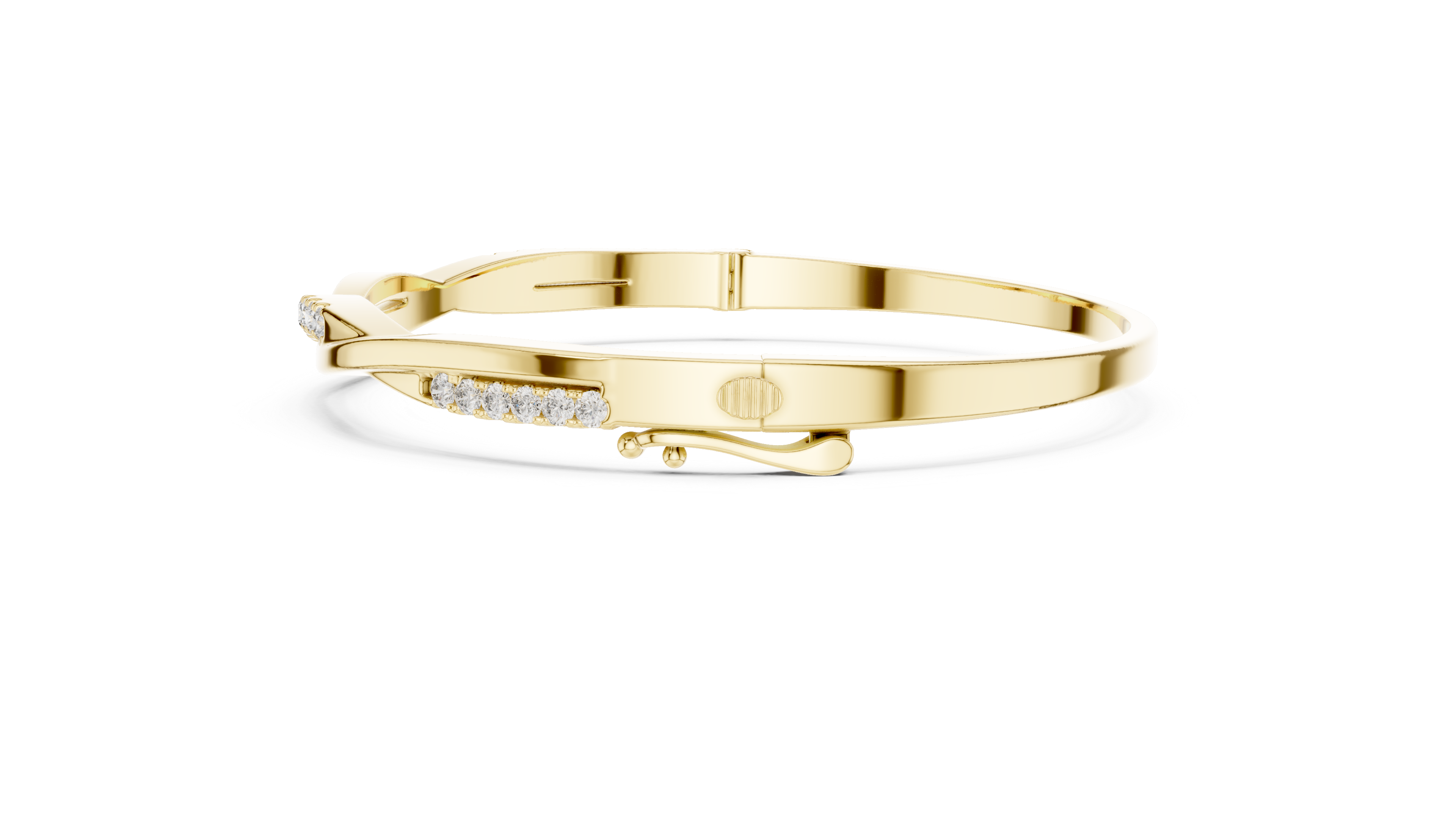 925 Silver Moissanite Twisted Bangle Bracelet 14K Gold Plated