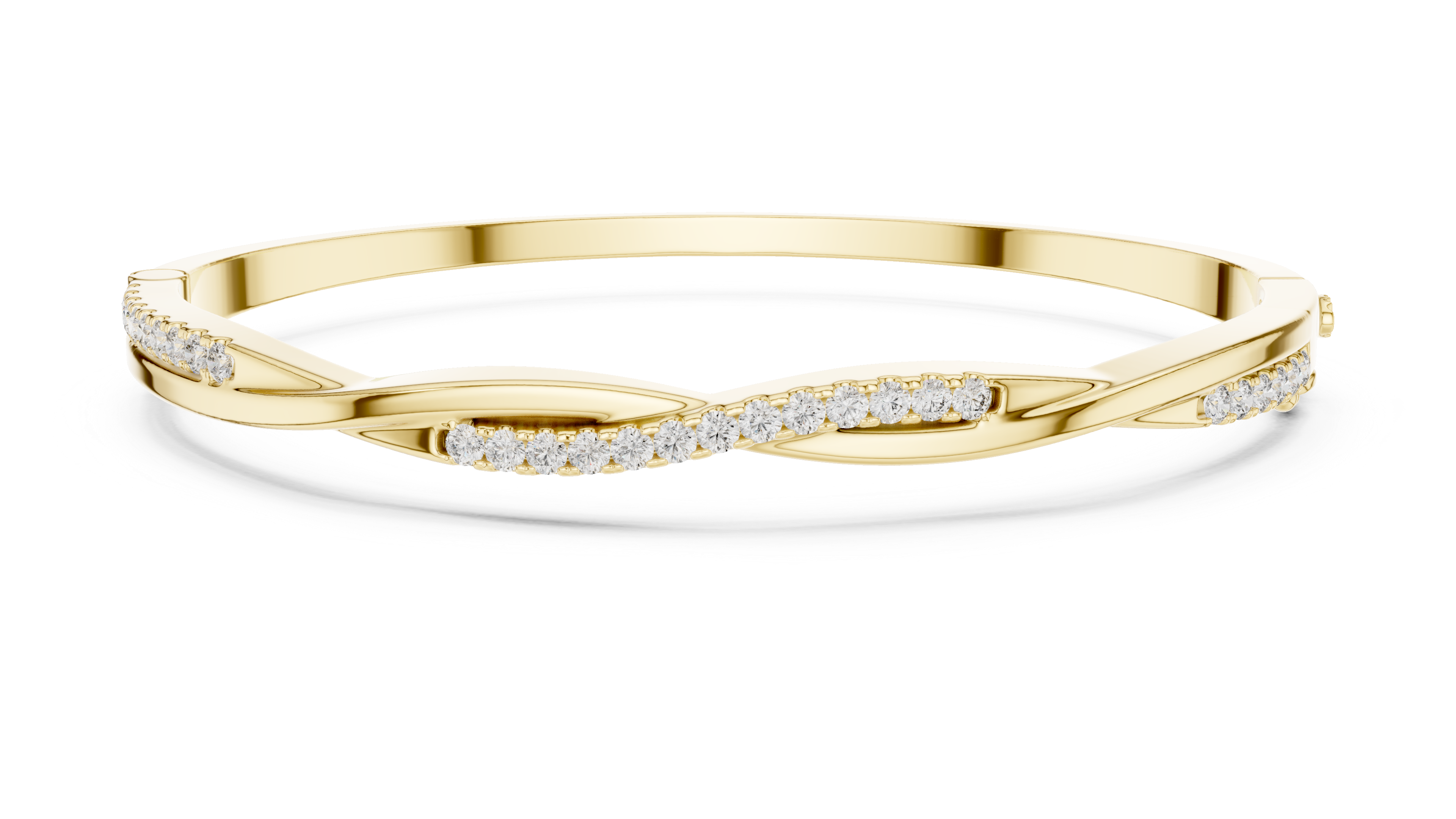 925 Silver Moissanite Twisted Bangle Bracelet 14K Gold Plated