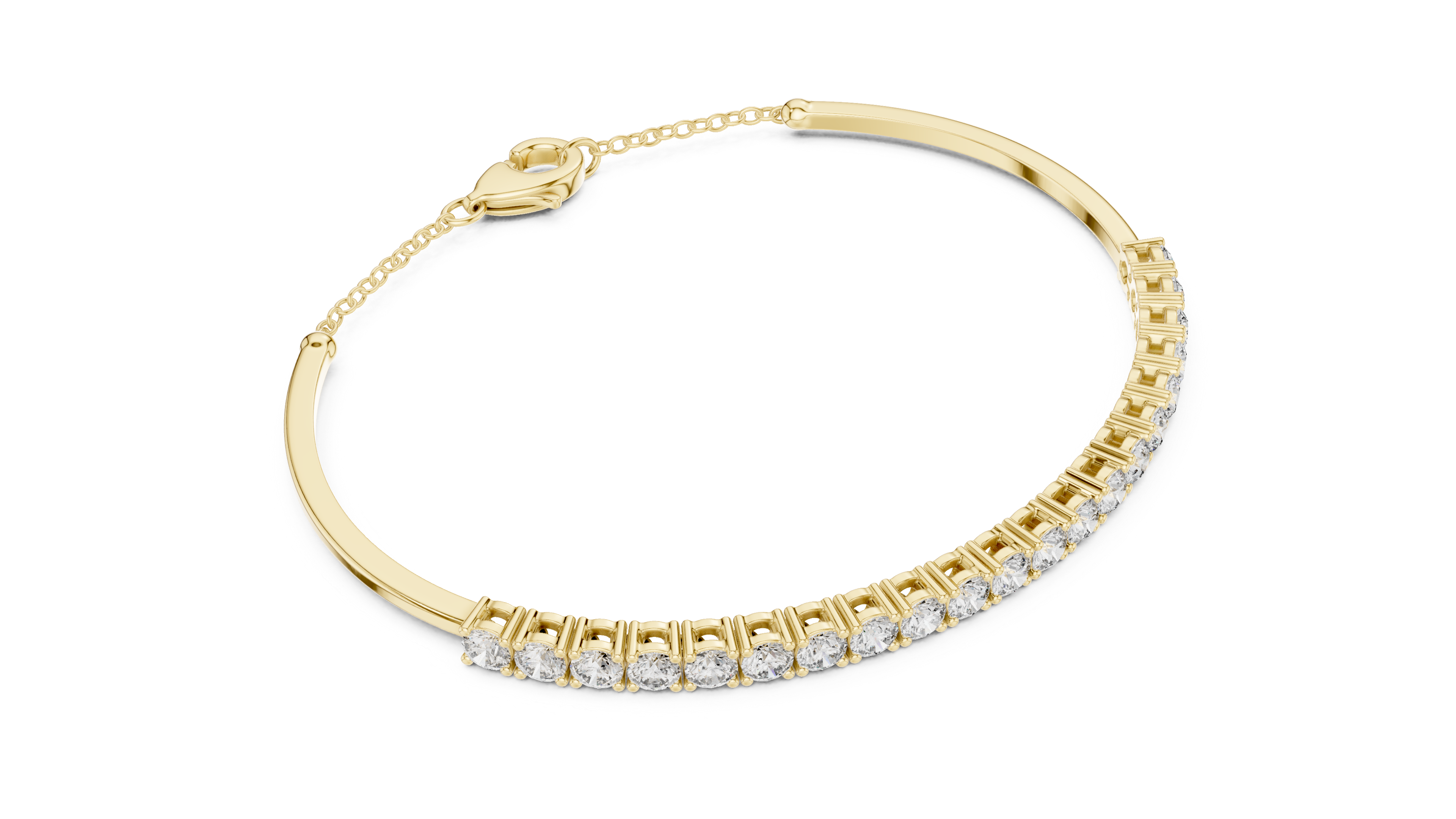 RKC 925 Sterling Silwer 0.39Ct Moissanite Damesarmband 14K Geelgoud Vergulde Wt 11.50gm