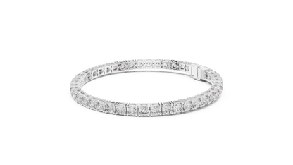 925 Silver Round Cut Moissanite Tennis Bracelet 14K Gold Plated