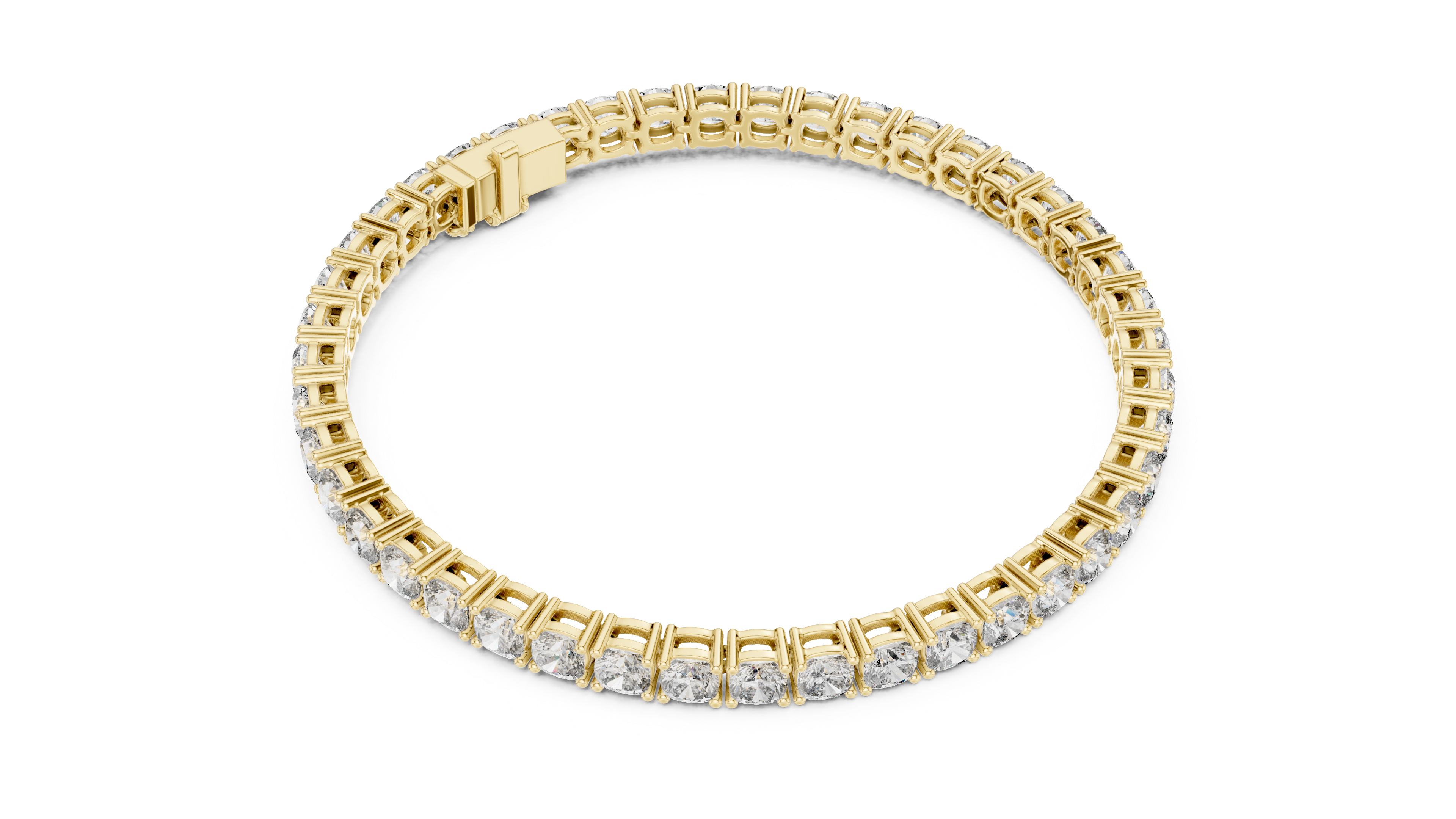 925 Silver Round Cut Moissanite Tennis Bracelet 14K Gold Plated